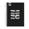 Agenda espiral cuarto Cool negro 2025-2026 día página