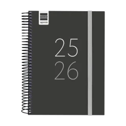 Agenda espiral cuarto secundaria negro 2025-2026 día página