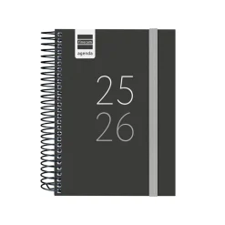 Agenda espiral octavo secundaria 2025-2026 negro día página