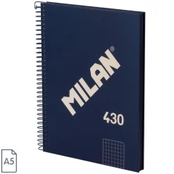 Bloc A5 tapa dura cuadro 5x5mm 80 hojas azul serie 1918 Milan