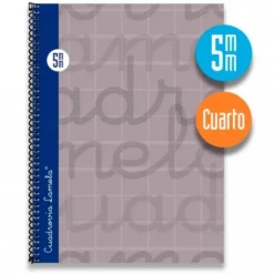 Bloc cuarto cuadrovía 5mm. 80 hojas tapa extra dura gris