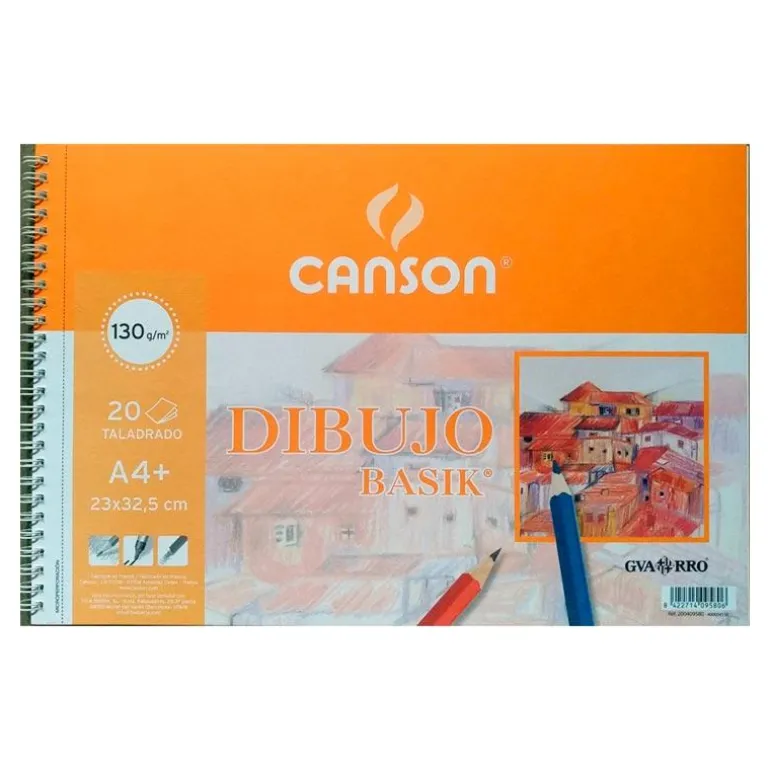 Bloc de dibujo A4 20 hojas 130gr. sin recuadro Basik Canson