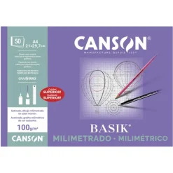 Bloc de papel milimetrado A4 50 hojas de 100gr. Canson