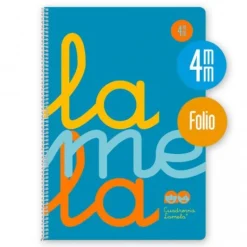Bloc folio cuadrovía 4mm. 80 hojas tapa polipropileno azul flúor