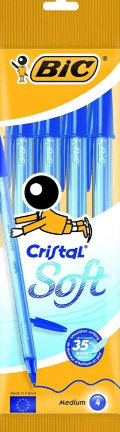 Bolígrafo tinta azul 4 unidades Bic Cristal Soft