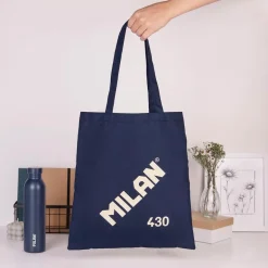 Bolsa de tela tote bag color azul marino serie 1918