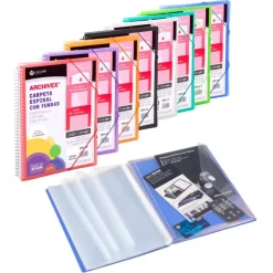 Carpeta A4 con 40 fundas Archivex PP colores surtidos