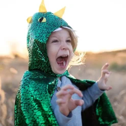 Disfraz capa dragón verde metalizado 2-3 años