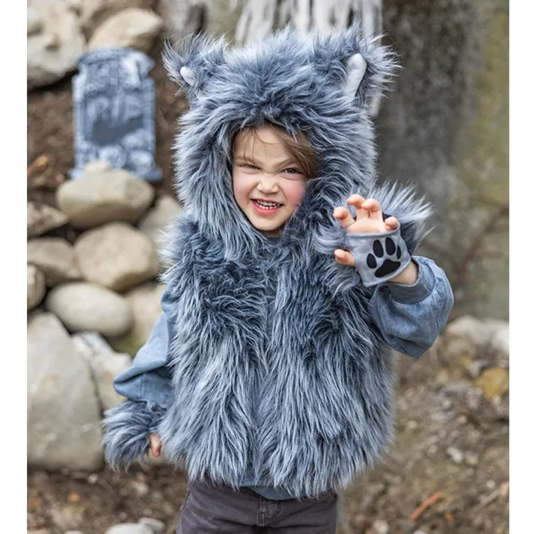 Disfraz lobo 3-4 años sudadera con capucha y guantes