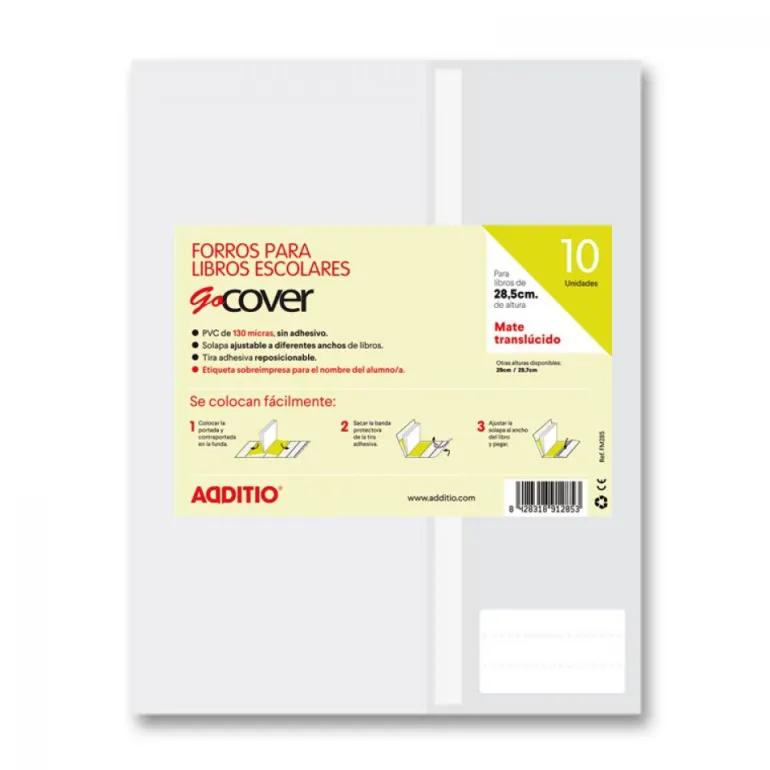 Forro para libros modelo funda 28,5cm. 10 unidades
