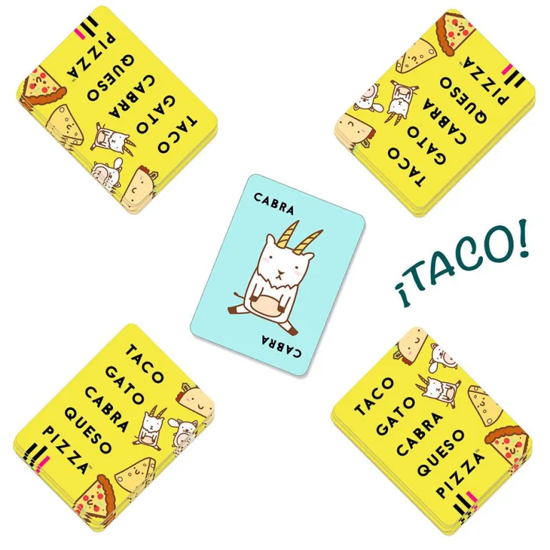 Juego de cartas Taco, Vuelta, Cabra, Queso, Pizza.