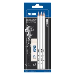 Lápiz blanco 3 unidades con 1 goma soft 4824