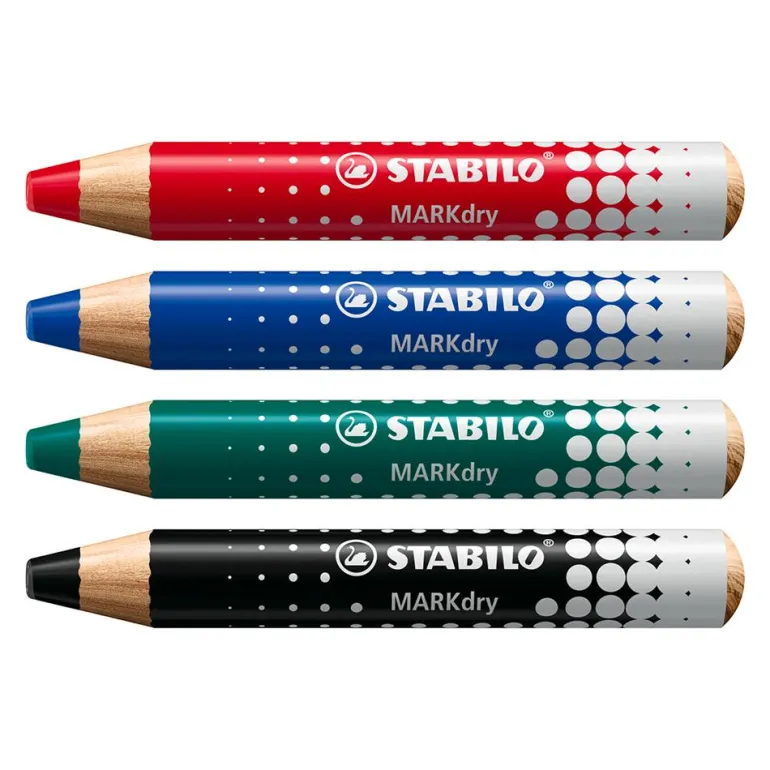 Lápiz color para pizarra blanca Stabilo Markdry caja 4 colores