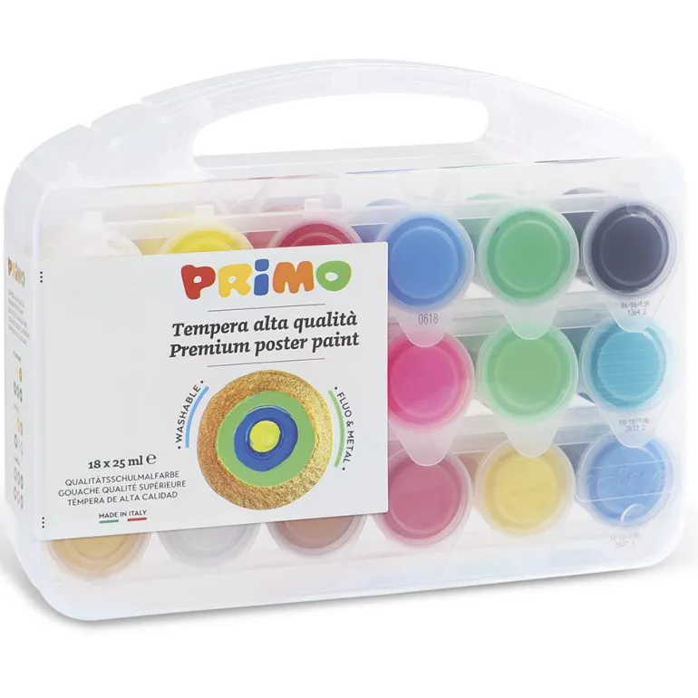 Maletín de témpera 18 colores 25ml. Primo