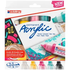 Marcador Edding Acrylic 3D 5400 doble punta 5 colores