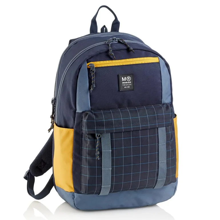 Mochila triple Amsterdam negro. 47x25x15,5cm.