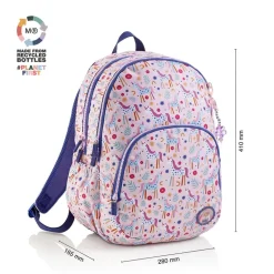 Mochila triple Oslo unicornio. 41x28x16,5cm.