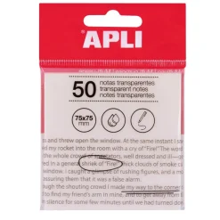 Notas adhesivas transparentes 75x75mm 50 hojas Apli