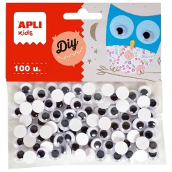 Ojos redondos adhesivos 1cm. 100 unidades