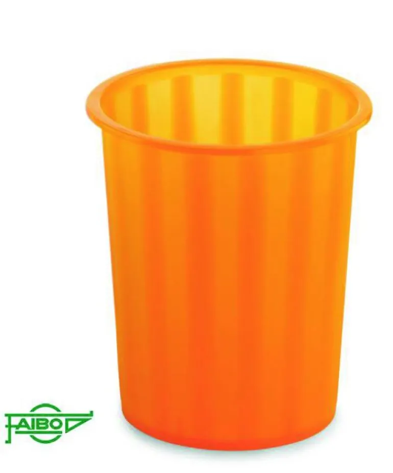 Papelera de plástico naranja translúcido