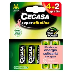 Pila súper alcalina LR6-AA 4 unidades más 2 gratis