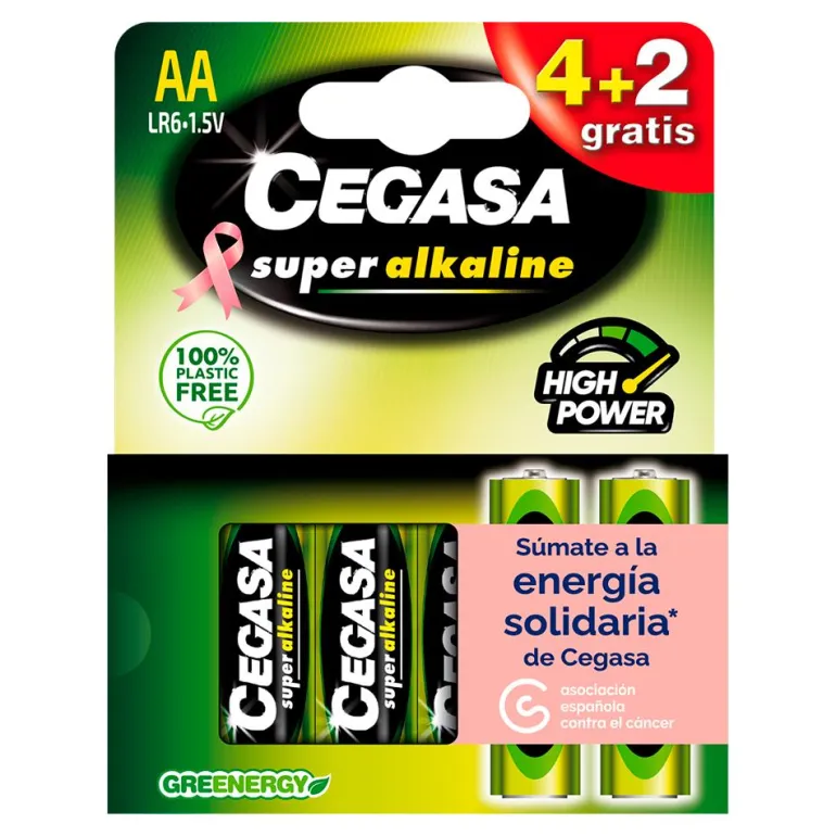 Pila súper alcalina LR6-AA 4 unidades más 2 gratis