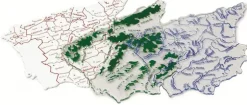 Plantilla de mapa de España tamaño pequeño 3 unidades