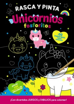 Rasca y pinta unicornios fosforitos