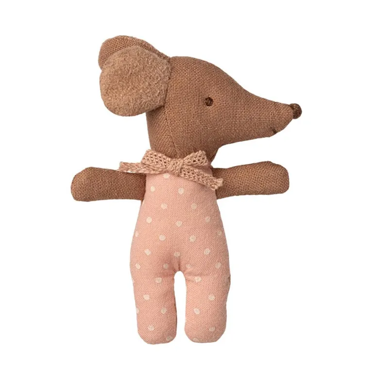 Ratoncito bebé dormido/despierto rosa 8cm. Maileg