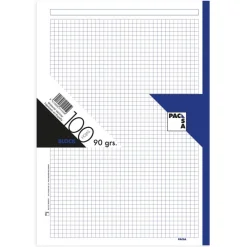 Recambio A4 cuadro 5mm. 100 hojas 4 taladros borde azul