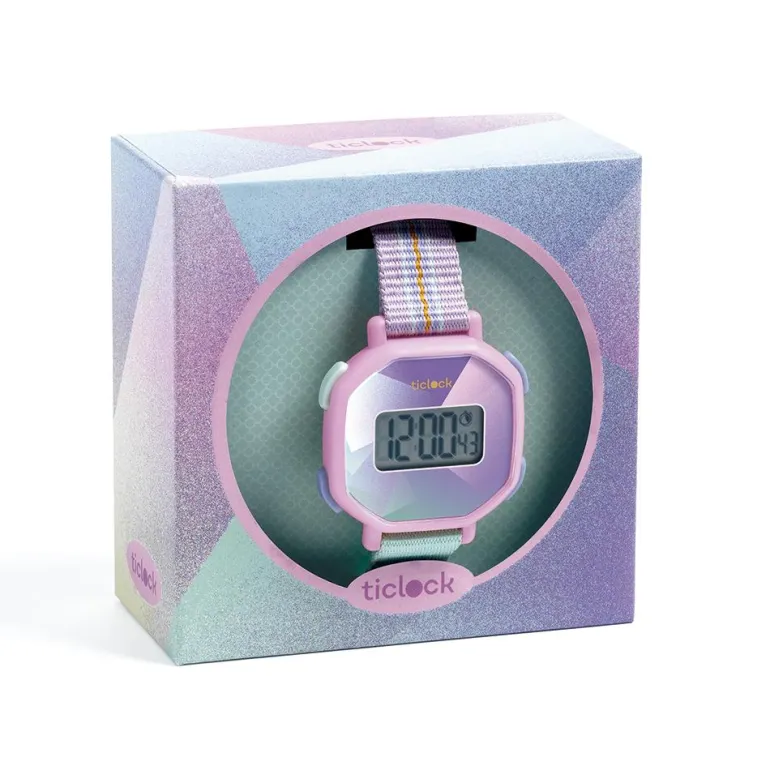 Reloj de pulsera digital prisma púrpura