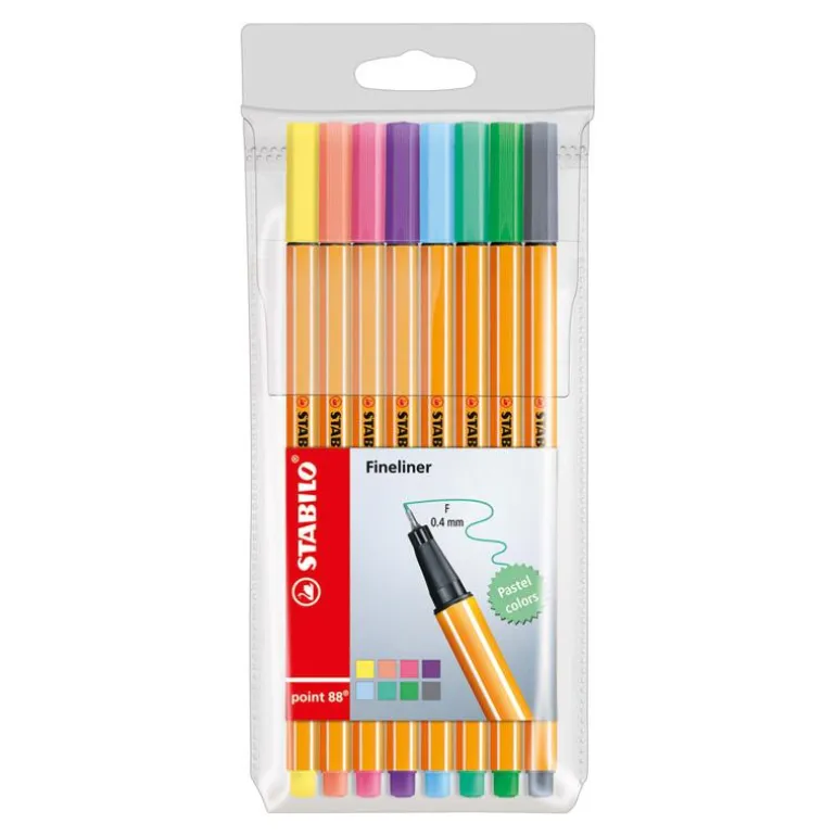 Rotulador 8 colores pastel Stabilo Point 88
