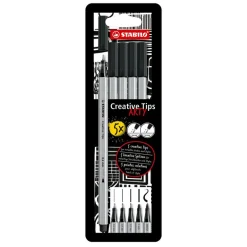Rotulador Arty Line Stabilo Creativ Tips negro caja 5 unidades diferentes puntas