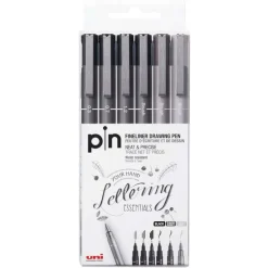 Rotulador calibrado lettering 6 puntas Pin Uniball