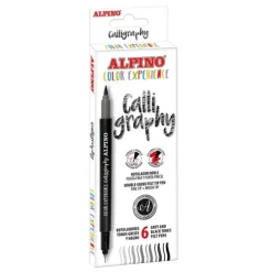 Rotulador doble punta para caligrafía: 6 unidades en tonos grises y negro