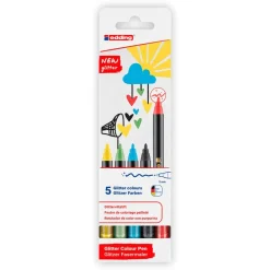 Rotulador Edding 1200 glitter 5 colores básicos