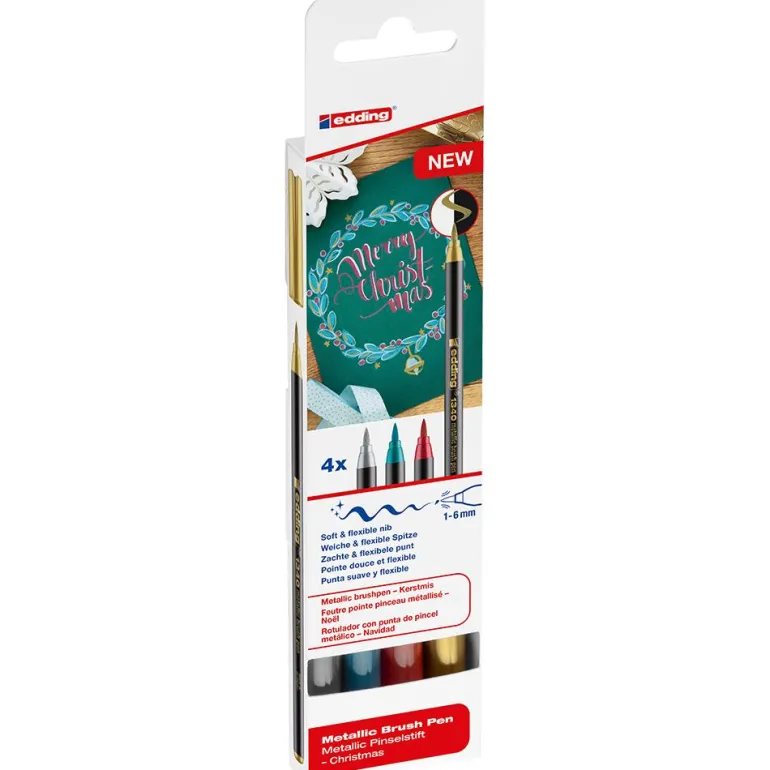 Rotulador Edding brushpen 1340 4 colores metalizados