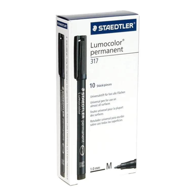 Rotulador Lumocolor negro punta media caja de 10 unidades