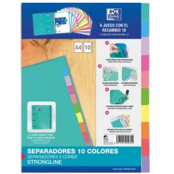 Separadores de colores tamaño A4 10 posiciones