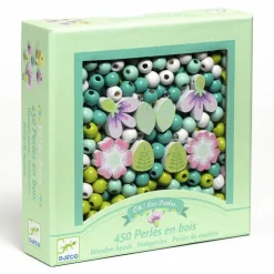 Set 450 abalorios madera flores y hojas