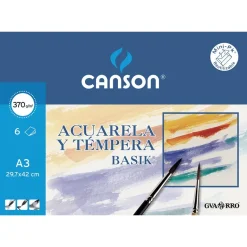 Set 6 láminas para acuarela A3 Basik 370gr.