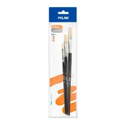 Set 3 pinceles planos serie 526 números 6, 10 Y 14 Milan
