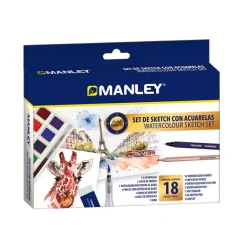Set de sketch con acuarelas 18 piezas Manley