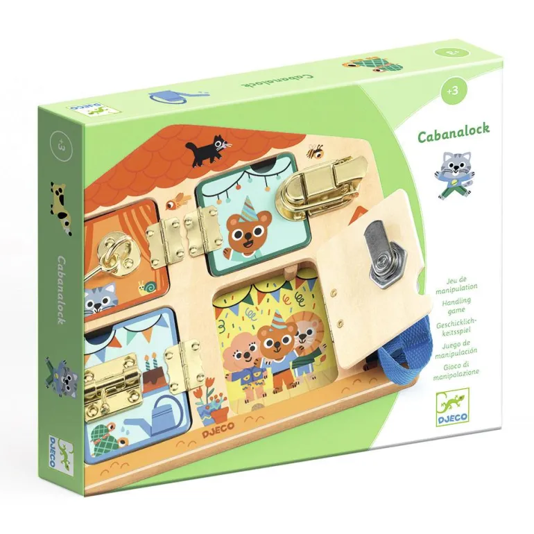 Tablero con cerraduras de madera casita Djeco