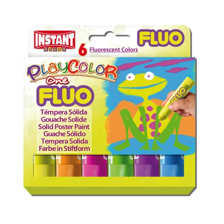 Témpera sólida 6 colores flúor Playcolor Instant